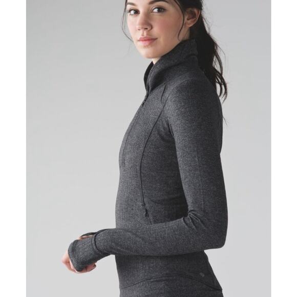 Lululemon Think Fast Pullover Active Top Heathered Herringbone Gray Black Size 4 - Picture 7 of 13